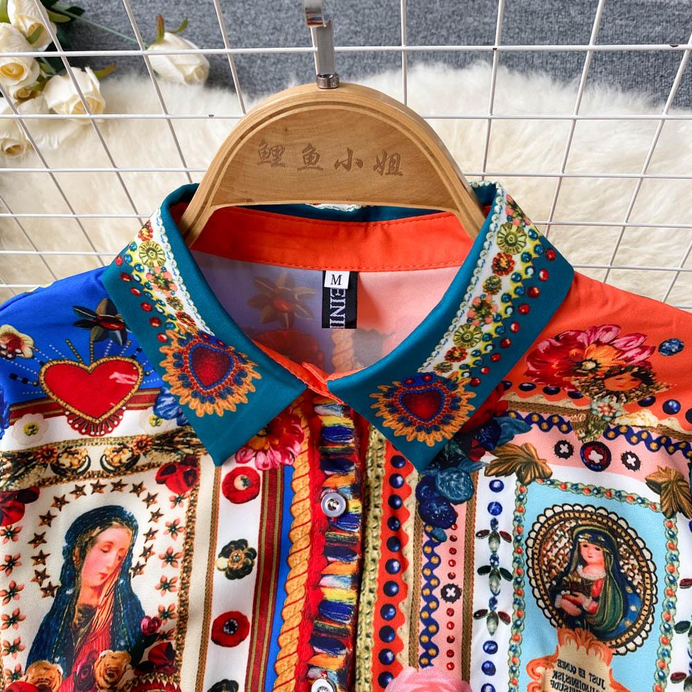 Robe de soirée mi-longue imprimée de styliste pour femmes, tenue élégante à manches courtes, taille haute, à la mode