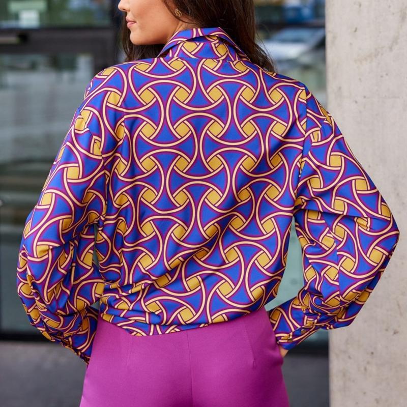 Women's Spring and Autumn Loose Shirt Printing Comfortable and Casual Cardigan Long Sleeve Shirt