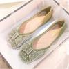 Strass mit Schleife Damen Schuhe Quadratische Zehenpartie Slipper Damen Flats Frühlingstrend Hohe Qualität Mode Elegant Kleiderschuh