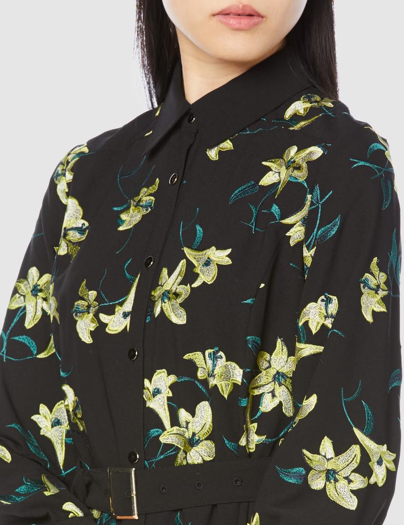 2023SS Flower Embroidery Flare One Piece Black [Grace Continental] Women's