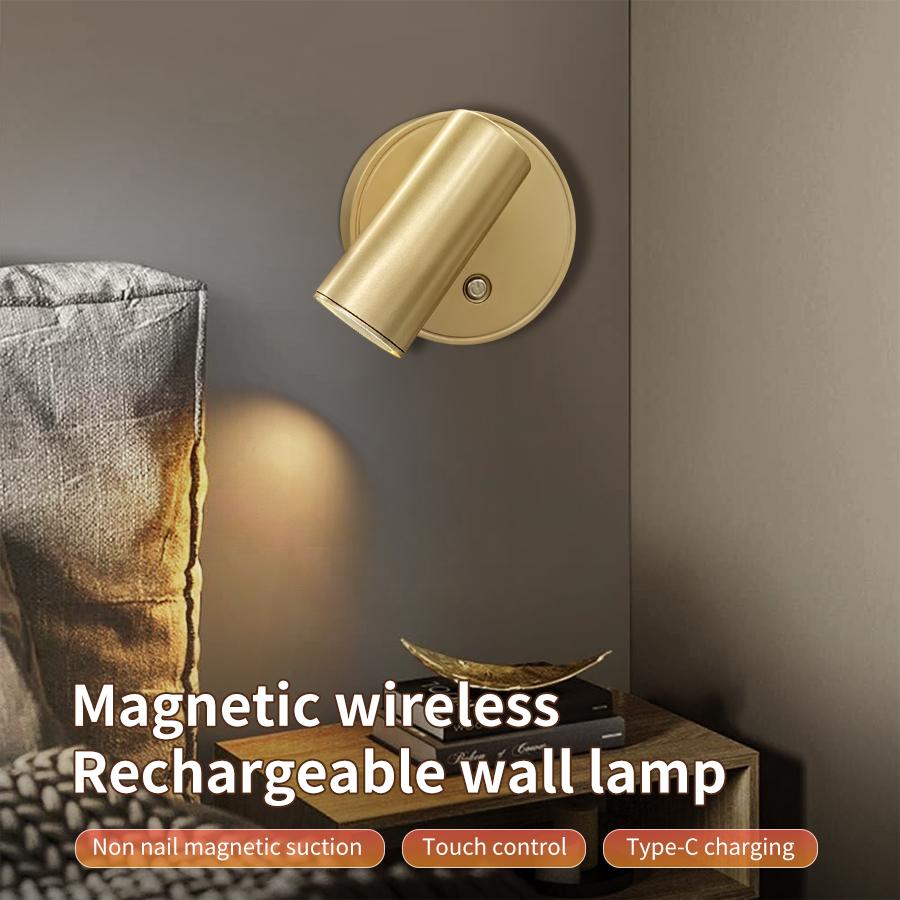 USB Rechargeable LED Spotlight Magnetic Cordless Wall Lamp Touch Sensor Dimming 3 Colors Cabinet Doorway Bedroom Spot Light