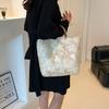 Borsa Tote Jacquard in Tela Chegsam Accessori Manico con Giunzione in Bambù Borsa a Mano Stile Cinese Grande Capacità Chiusura con Zip