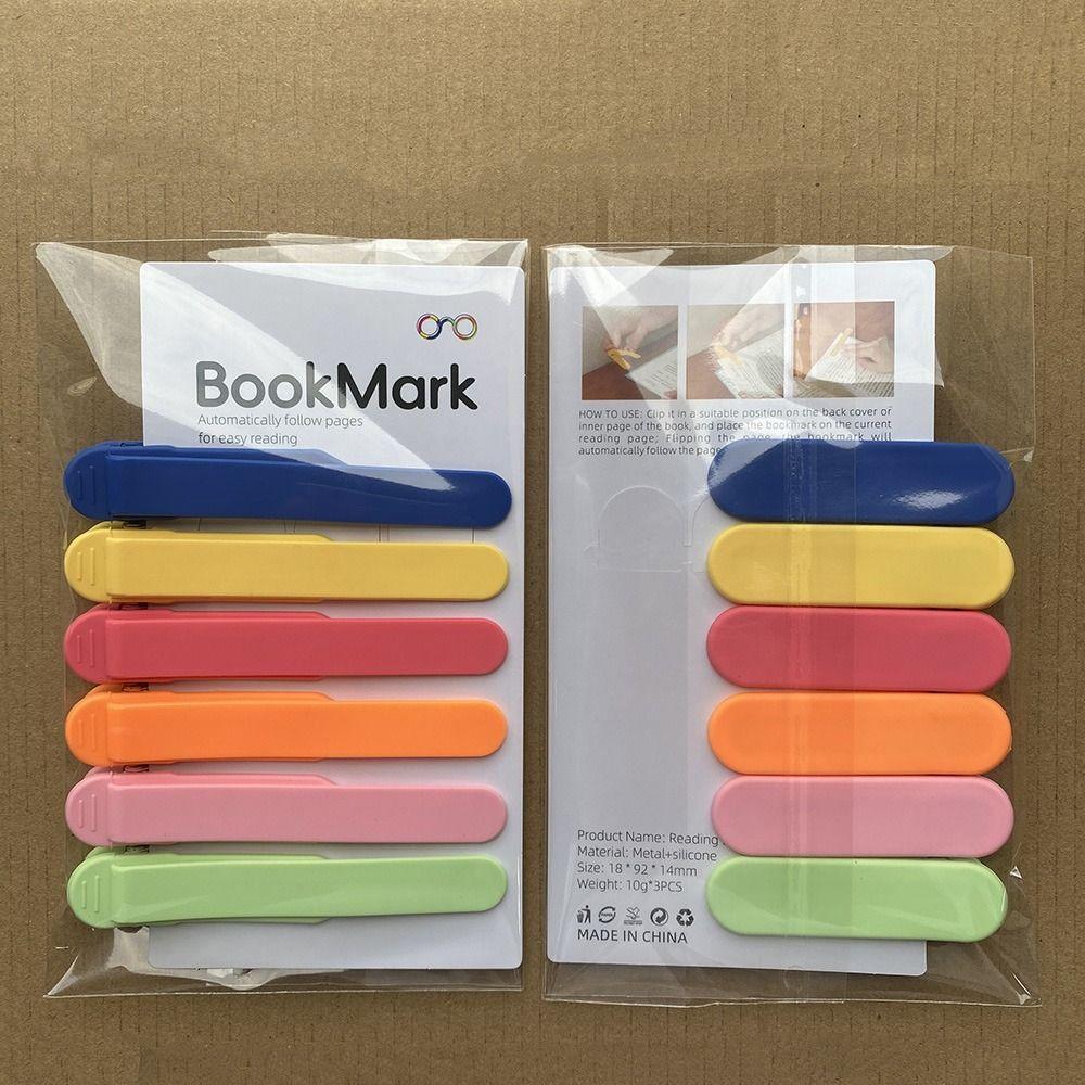 3/6pcs Simple Book Spare Parts Non-Deforming Automatic Bookmark Silicone Bookmark  Business
