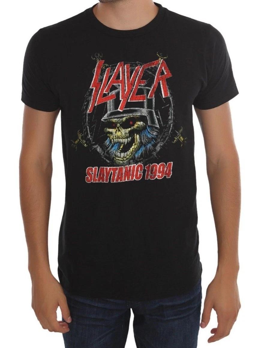 Slayer SLAYTANIC 1994 SKULL 100% Cotton T-shirt Mens Tees Top Heavy Metal Band NEW Licensed & Official S