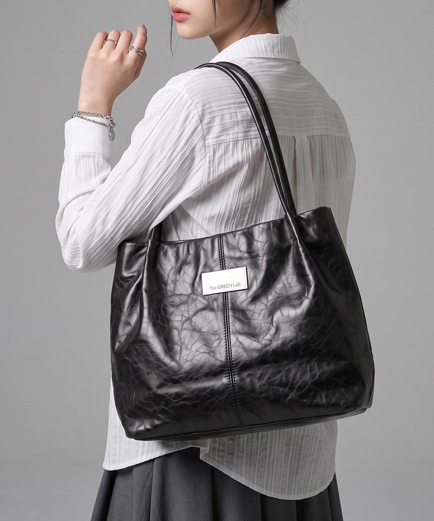 The Green Lab Soft Crack Square Shoulder Bag [Olive]