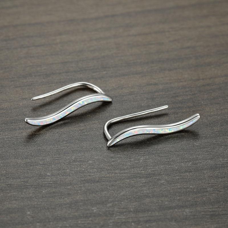 Wish simple style s opal wave S-shaped earrings women ins European and American mini earrings fashion commute