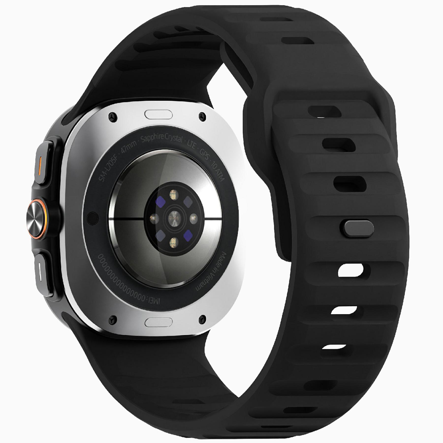 

For Samsung Galaxy Watch Ultra 47mm Silicone Watch Band Breathable Sport Watch Strap Black