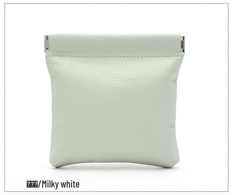 Münzbörse aus Rindsleder mit Lychee-Maserung mit automatischem Verschluss – Tragbares Aufbewahrungstäschchen für kabellose Ohrhörer