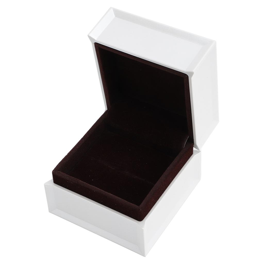 Smyckesring Presentförpackning Lyxig Fyrkantig Liten Sammet Ringförpackning för Förlovning Bröllop Vit