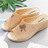 High-heeled Cool Slippers Women's Summer Outer Wear Wedge Heel Soft Sole Versatile Solid Color Heightening Non-slip Indoor Bathroom Sandals