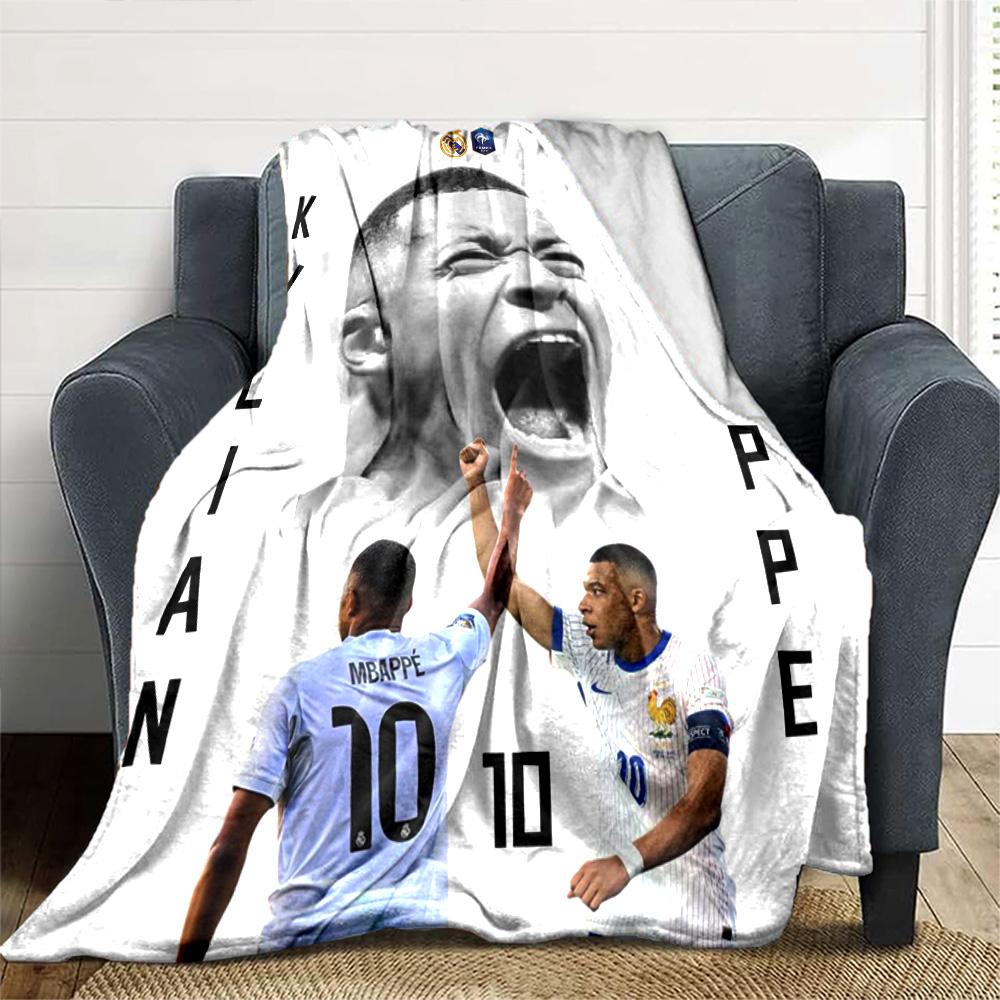 Star Player Kylian Mbappé Blanket Warmthful Decor Perfect for Office Office Chair Seaside Four Seasons Multipurpose Modern