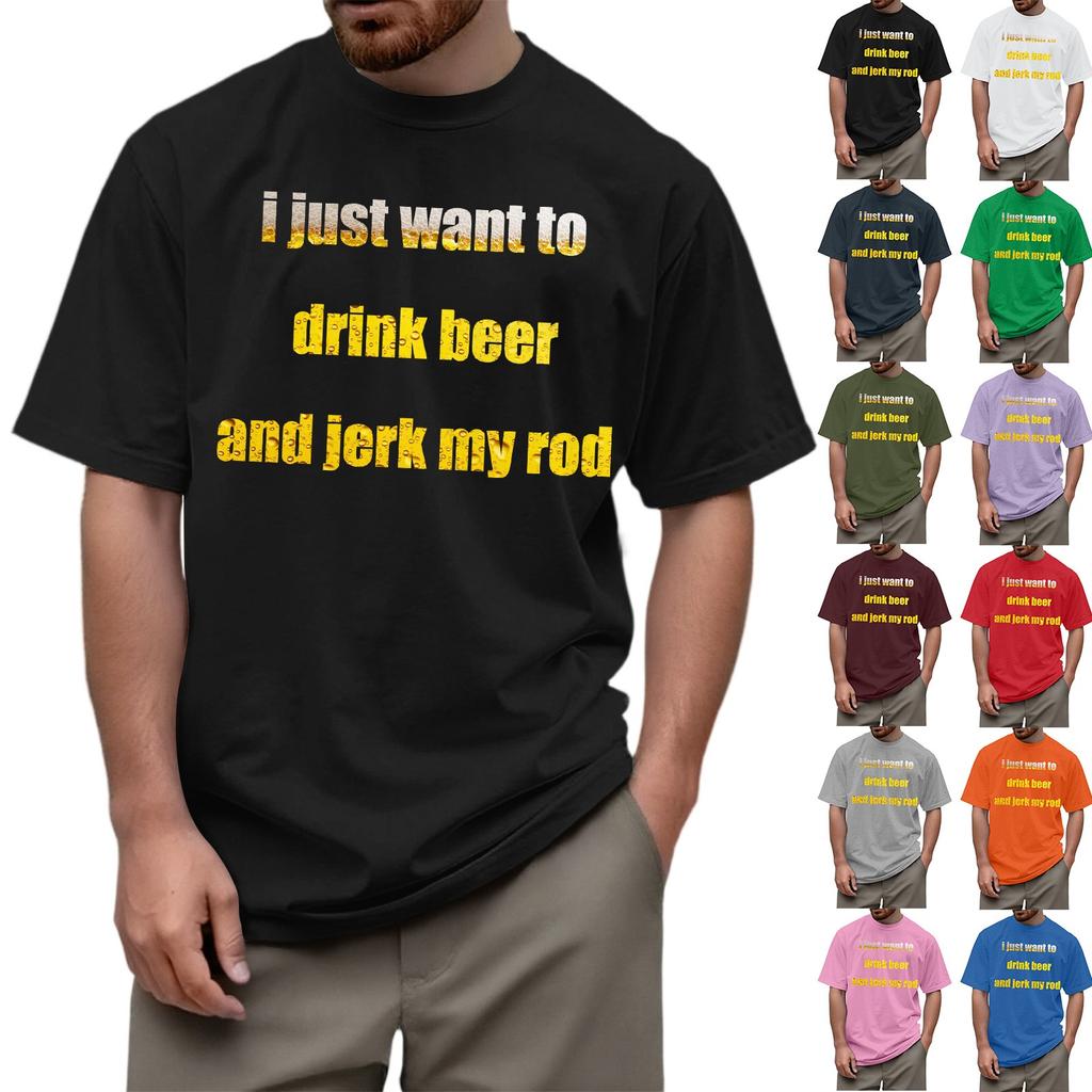 Men's Crew-neck Casual Printed Short-sleeved T-shirt Top