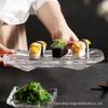 Japanese Style Glass Sushi and Dessert Plate - Rectangular Tray for Sashimi and Western Food