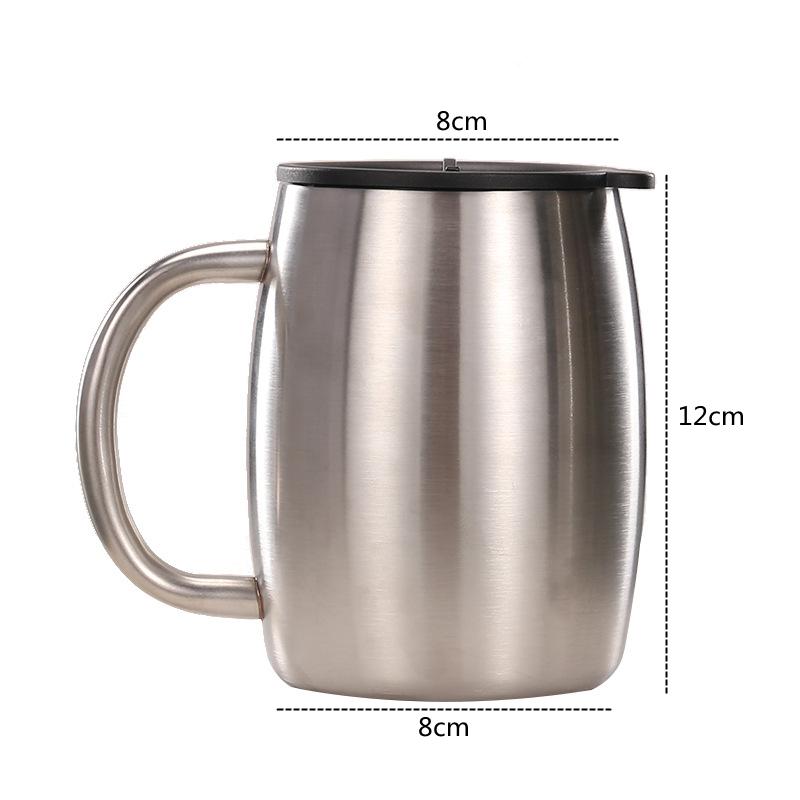 

400 мл кружка для пива из нержавеющей стали с двойными стенками и ручкой-крышкой, переносная офисная кружка для кофе и молока, большая кружка для питья, бытовая посуда 400ml