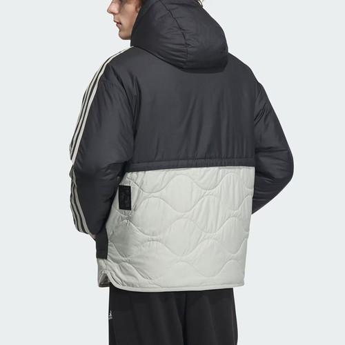 adidas Colorblock Reversible Fleece Hooded Sports Casual Jacket for Men, Black