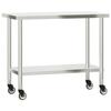 Kitchen Work Table - VIDAXL - 110x55x150 Cm - Stainless Steel - 4 Wheels - Storage Shelves