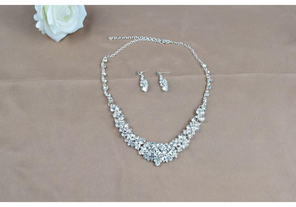 Luxury Fashion Crystal Rhinestone Necklace and Earring Sets for Women Wedding and Party Jewelry Gift
