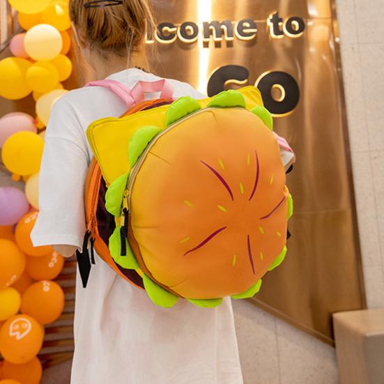 Hamburger Backpack with Adjustable Straps Realistic 3D Design Large Capacity Spacious Compartments