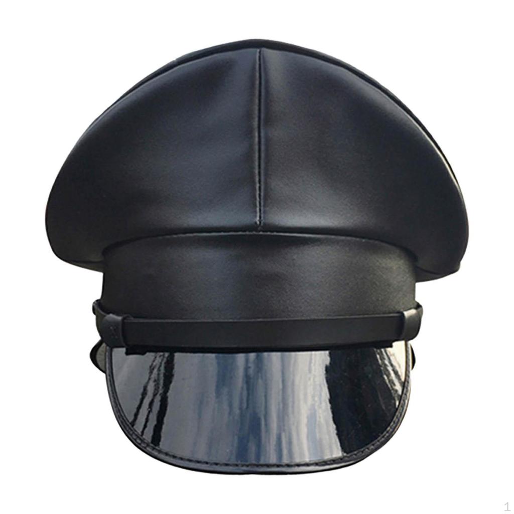 Cap Costume Uniform Pantaepide Officer Hat Arts Leather for Performance Night Bar Women Unisex