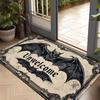 Gothic Aesthetic Unwelcome Bat Door Mat Vintage Pattern Non-Slip Durable Entrance Pad Perfect for Dark Style Home Porch Decor
