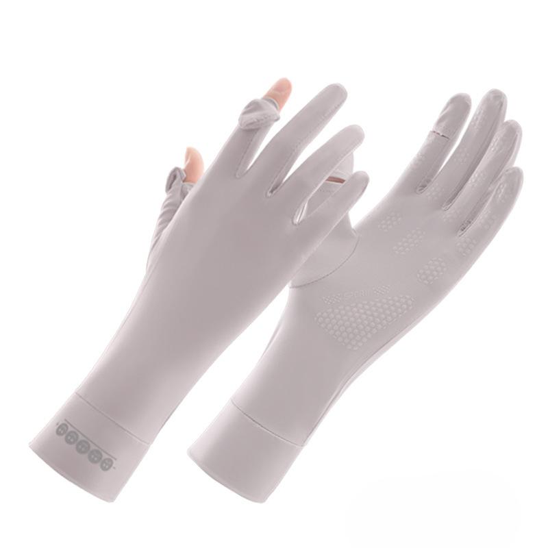 Summer Women's UV Protection Finger Exposed Extended Ice Silk Sleeve Gloves for Driving  Cycling Sports  Takeout  Anti Slip and Sun Protection