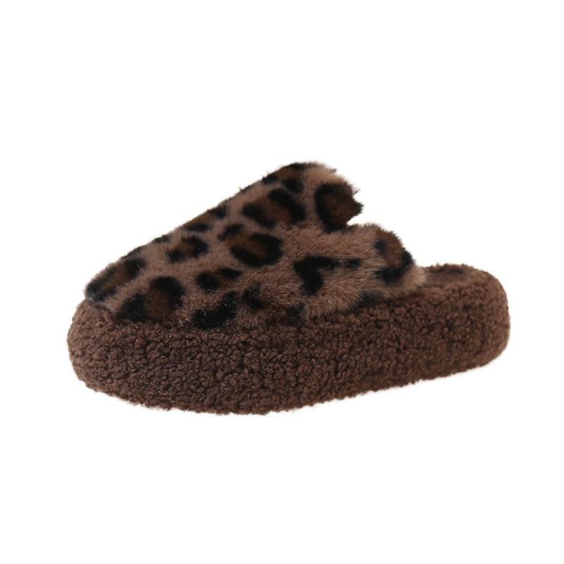 Fashion Winter New Baotou Slippers Women's Fashion Round Head Deep Mouth Suede Thick Soles Anti-slip Wear-resistant Flat Shoes