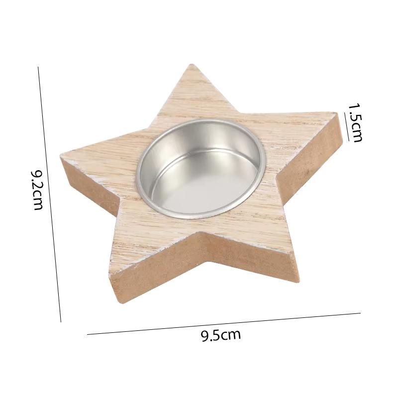 Wooden Xmas Snowflake Candlestick Christmas Tree Shape Candle Holder for Home Decoration 2025 Navidad Kerst Noel New Year Decor