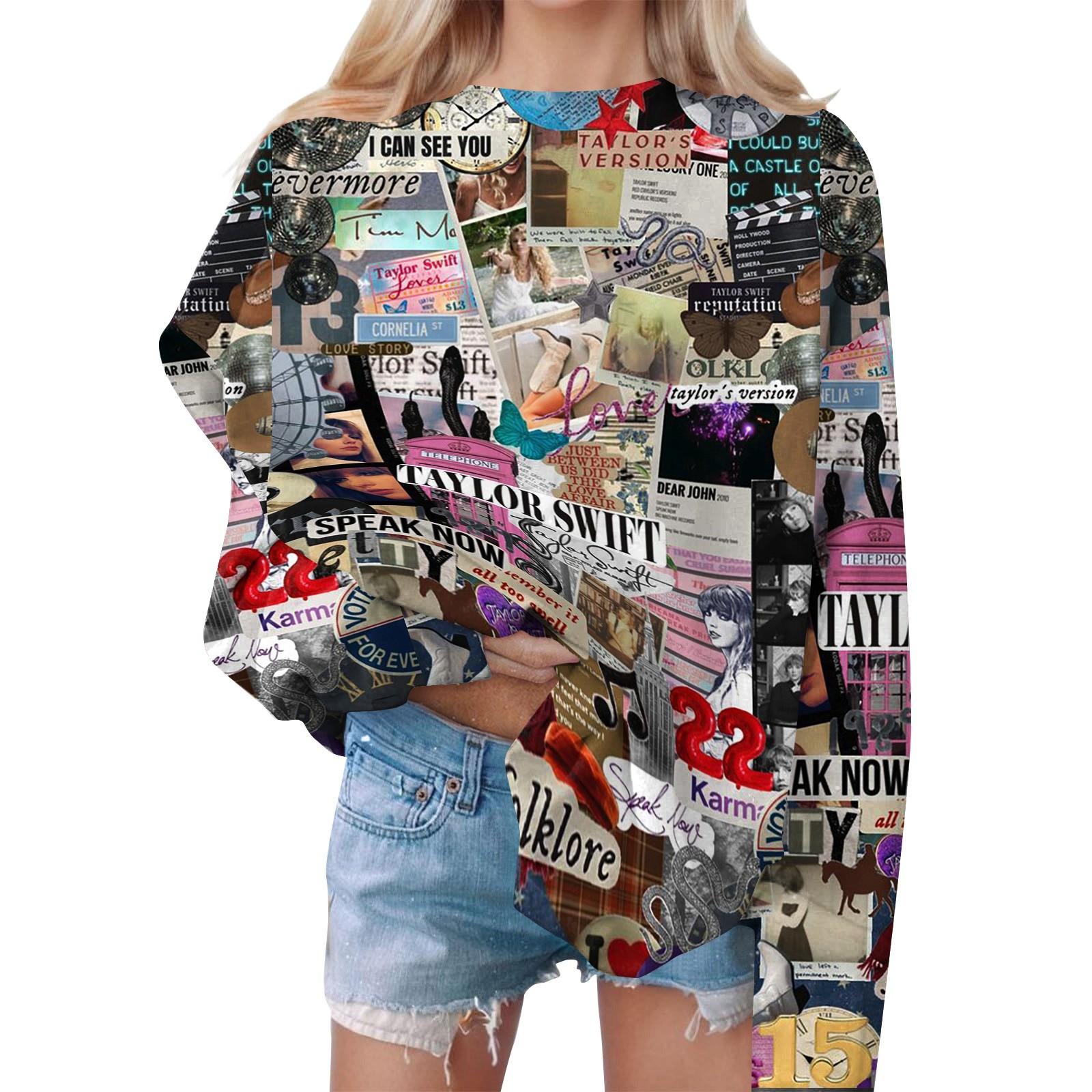 

Women s And Winter T-shirt Fashion Loose Womens Top Loose Print Long Sleeve Top S фіолетовий