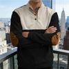 New Men's Corduroy Patchwork Contrast Collar Oversized Long-Sleeved Knitted Sweatshirt
