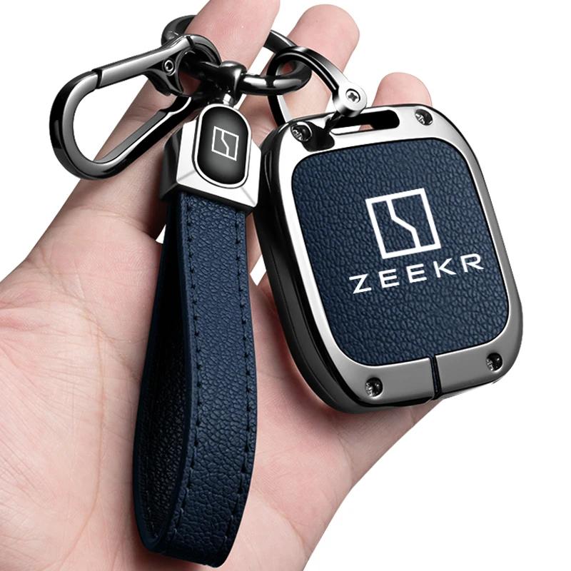 Interior Mouldings For Zeekr 7X 2024 2025 Zinc Alloy Leather Car Remote Key Case Cover Fob Protector Shell Holder Auto Keychain