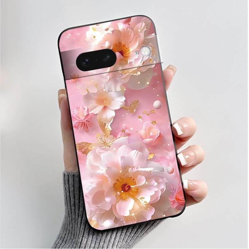 For Google Pixel 7 / Pixel 7 Pro Case Luxury Fashion Butterfly Flowers Black Soft TPU Silicone Back Cover Pixel7 7Pro Phone Case
