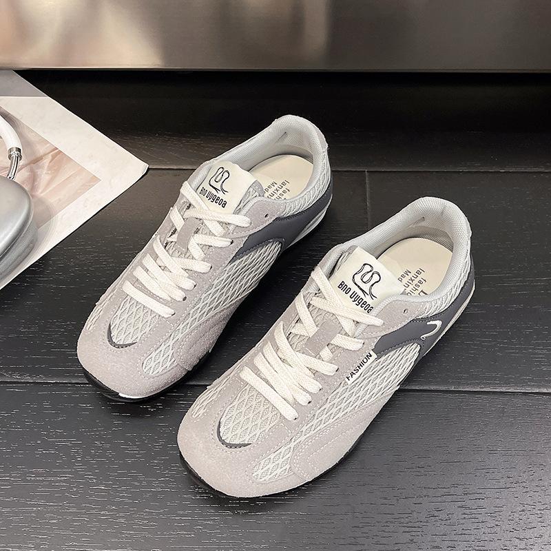 Retro mesh splicing contrasting color Dexun shoes women's 2025 new versatile soft-soled casual sports breathable Forrest Gump shoes