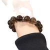Natural Tea Crystal12mm Single-loop bracelet paired with white crystal, new Chinese-style large bead bracelet, fashionable for both men and women