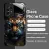 Golden Black Tiger Stripe Flame Print Tempered Glass Phone Case for Samsung Galaxy S25 Ultra S24 S23 Plus S22+ S21 S20 FE Cover