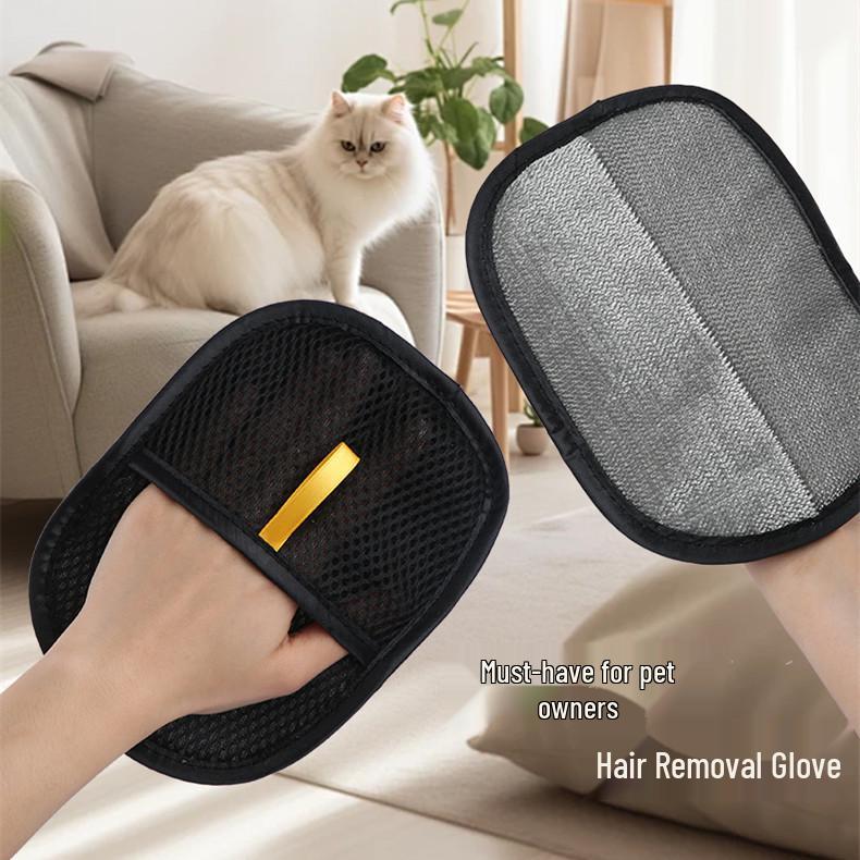 Double-Sided Pet Hair Removal Glove and Brush for Cats and Dogs