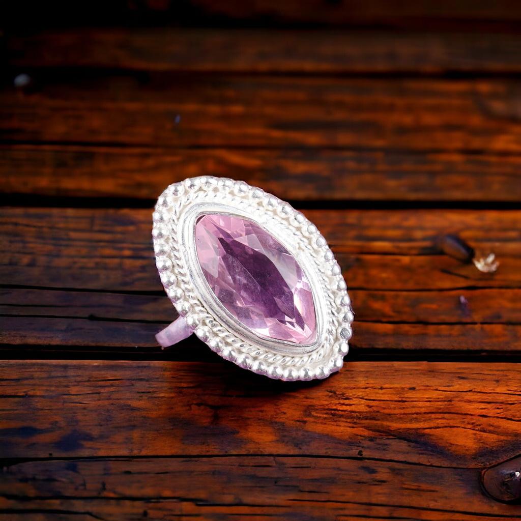 Natural Morganite Gemstone 925 Sterling Silver Jewelry Handmade Ring For Wedding RR-26-3