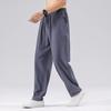 2026 Summer Men Chinese Style Linen Pants Men Solid Color Cotton Harem Pants Male Loose Straight Elastic Waist Joggers Trousers