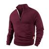 Felpa con Mezza Zip da Uomo in Pile Dolcevita Pullover con Etichetta in Pelle Maglioni alla Moda Uomo Outdoor Collo Alto Manica Lunga