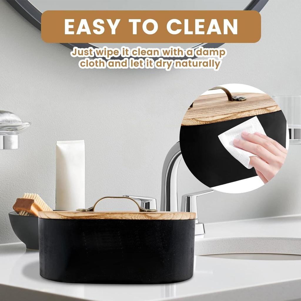 Storage Box Cotton Pads Storage Box Wood Tampon Container With Lid Large Capacity Cotton Swab Pad organizer Container Organizer