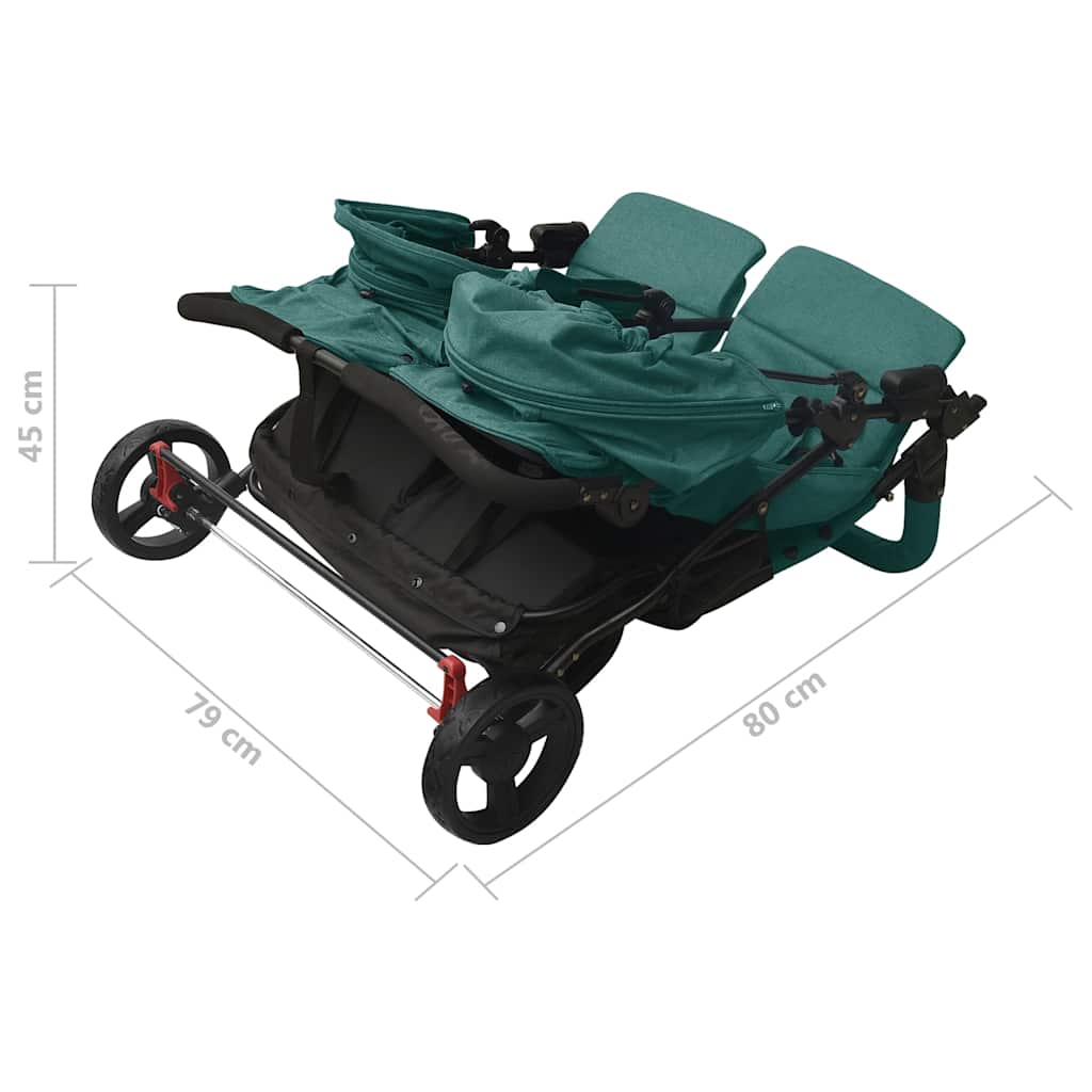 Zwillingskinderwagen Grün Stahl