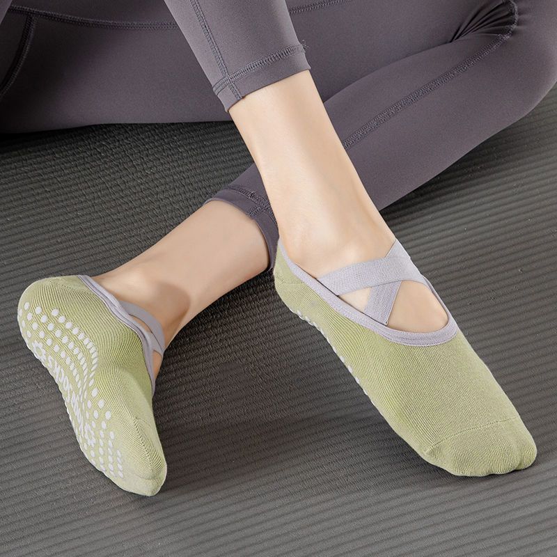 

Носки для йоги профессиональные нескользящие для фитнеса танцев пилатеса спортивные тонкие домашние носки-лодочки танцевальные колготки женские весенне-осенние Green