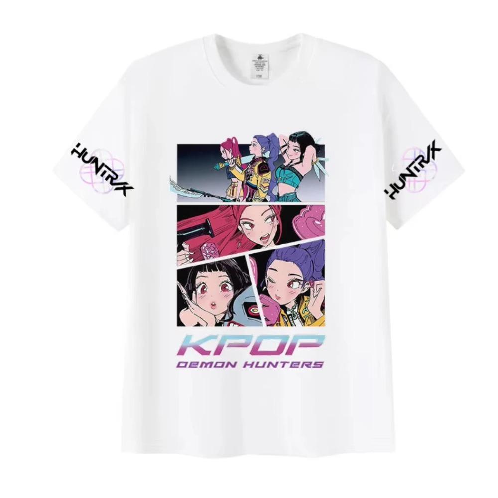 Anime K-pop Demon Hunters 2025 Movies Graphic T Shirt Men Women Vintage Harajuku Fashion Cotton Short Sleeve T-Shirts Streetwear
