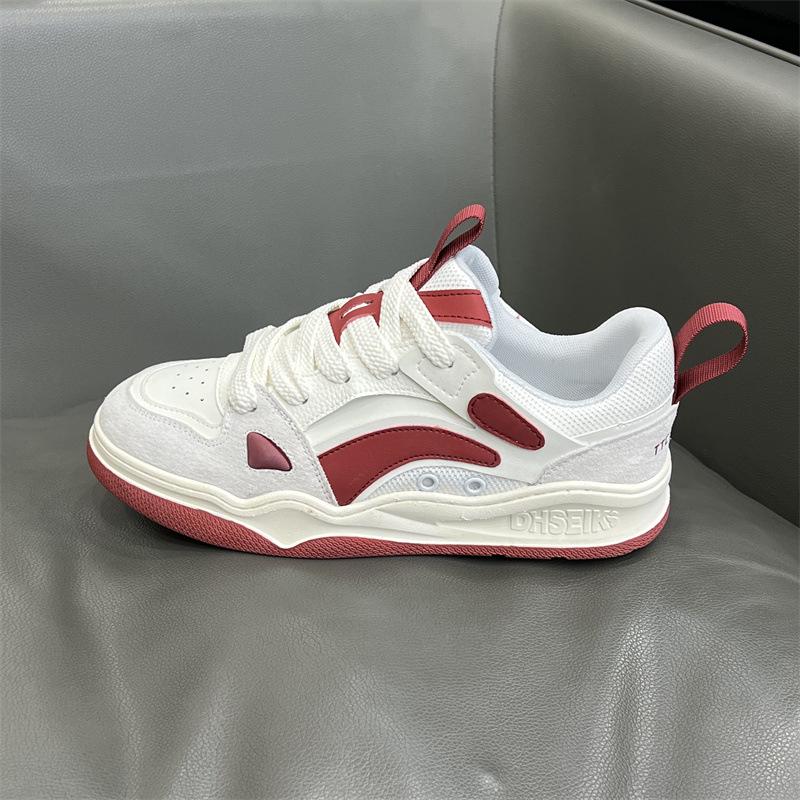 Zapatillas de Skate Europeas para Hombre Colorblock - Ligeras, Suela Blanda, Caña Baja Blanca para Deportes Juveniles, Primavera 2025.