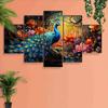 SAF Peacock Paintings for Wall Decoration - Set Of Five, 3d Scenery Vastu Painting for Living Room