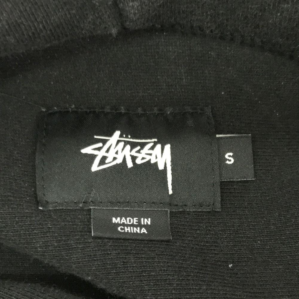 STUSSY Logo embroidery Long sleeve switching Parker S black Brushed Men's Used
