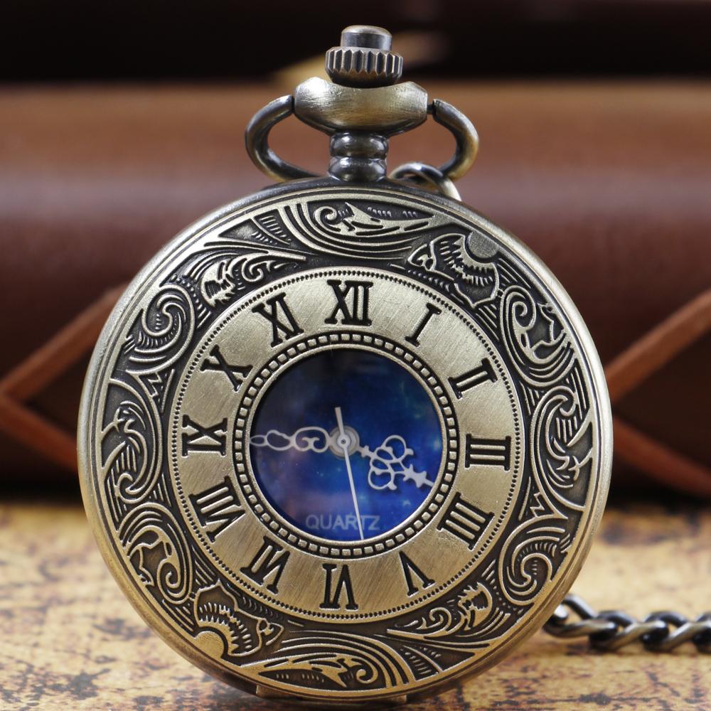 

10pcs/lot Wholesale Vintage Roman Digital Pocket Watch Mens Unisex 30cm Waist Hook Chain Necklace Quartz Pocket FOB Watch