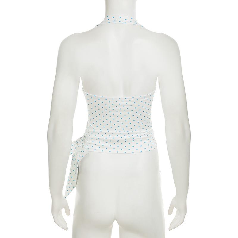 Printed Side Slim-fit Halter Top Summer Straps Skinny Pure Desire Vest Suspender Female Neck Sexy Spice Girls Polka Dots