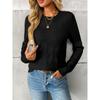 Women S Casual Knitted Pullover Sweater Round Neck Long Sleeve Solid Color
