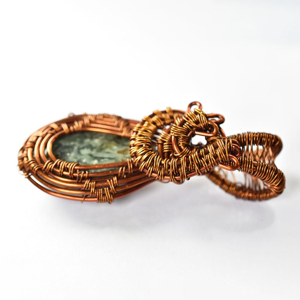 Quality 84 ct Natural Jasper Oval Cut Copper Wrapped Pendant Gemstone Jewelry Gift