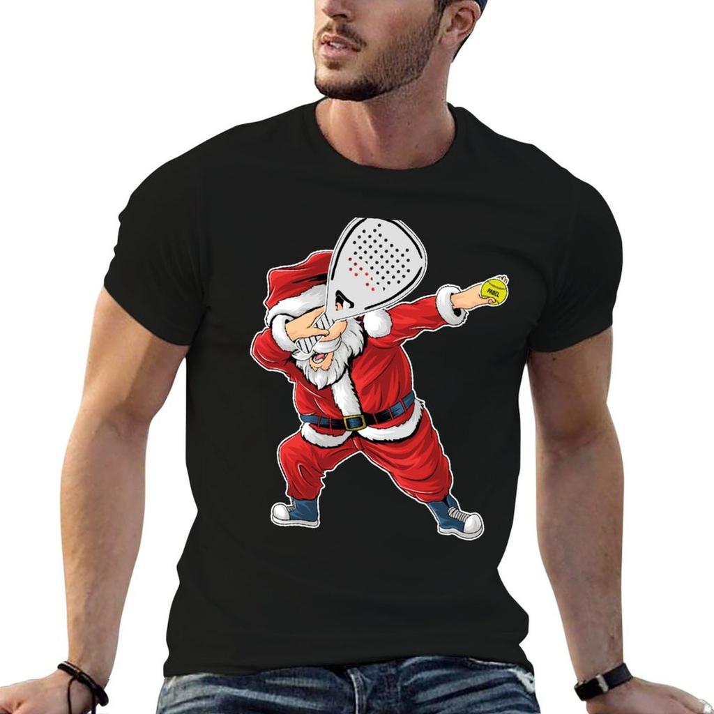 Padel Dabbing Santa Claus Funny Padel Tennis Christmas Costume TShirt Christmas Casual Short Sleeve Top